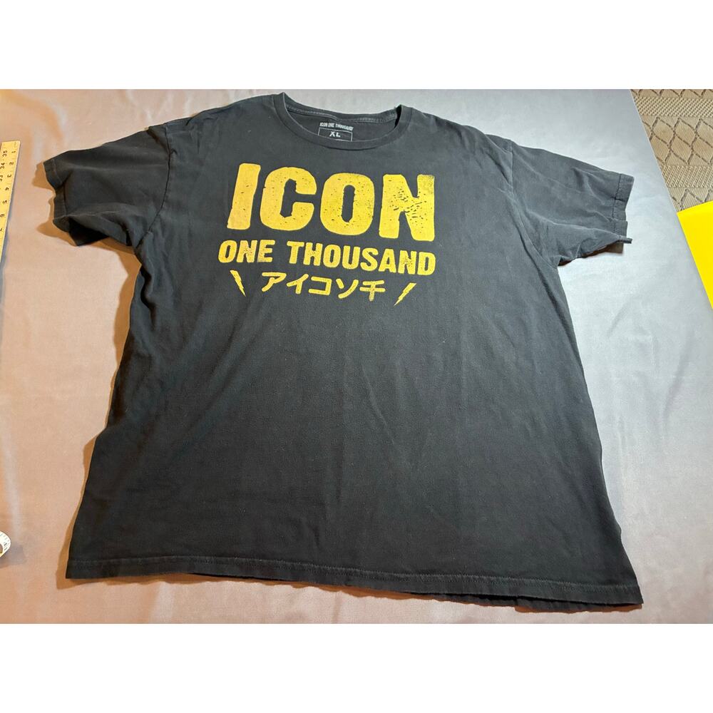 Icon One Thousand Men’s XL T Shirt Black Yellow Streetwear Made in Mexico